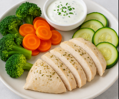 Frango a Vapor C/ Molho Iogurte