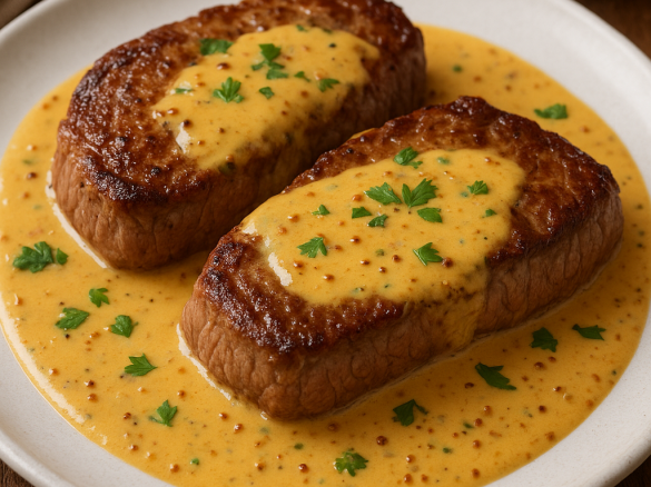 🍴 Bifes com Molho de Mostarda