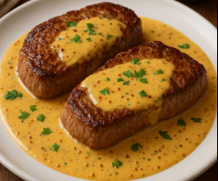 ???? Bifes com Molho de Mostarda