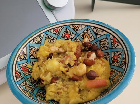 Papas de aveia com maçã